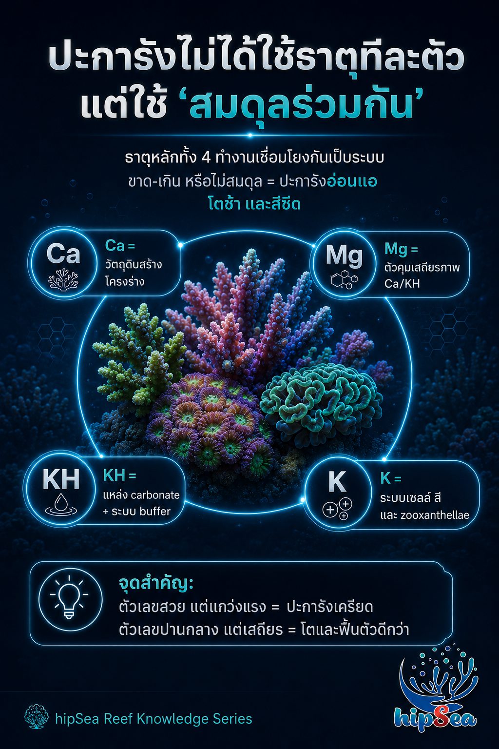 ธาตุหลักสำหรับตู้ทะเล - สารโดส, Ca, Mg, Kh, K, แร่ธาตุ