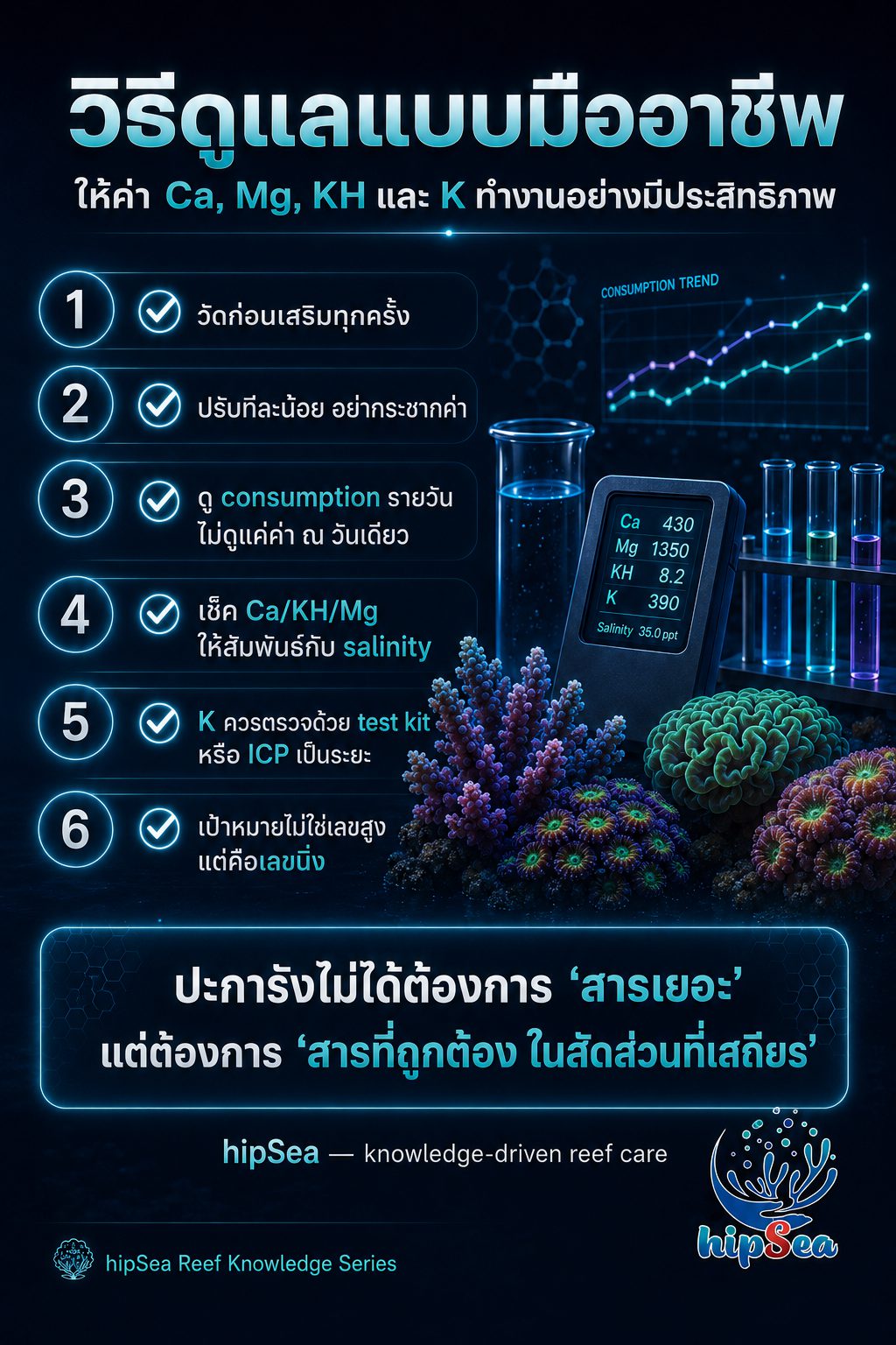 ธาตุหลักสำหรับตู้ทะเล - สารโดส, Ca, Mg, Kh, K, แร่ธาตุ