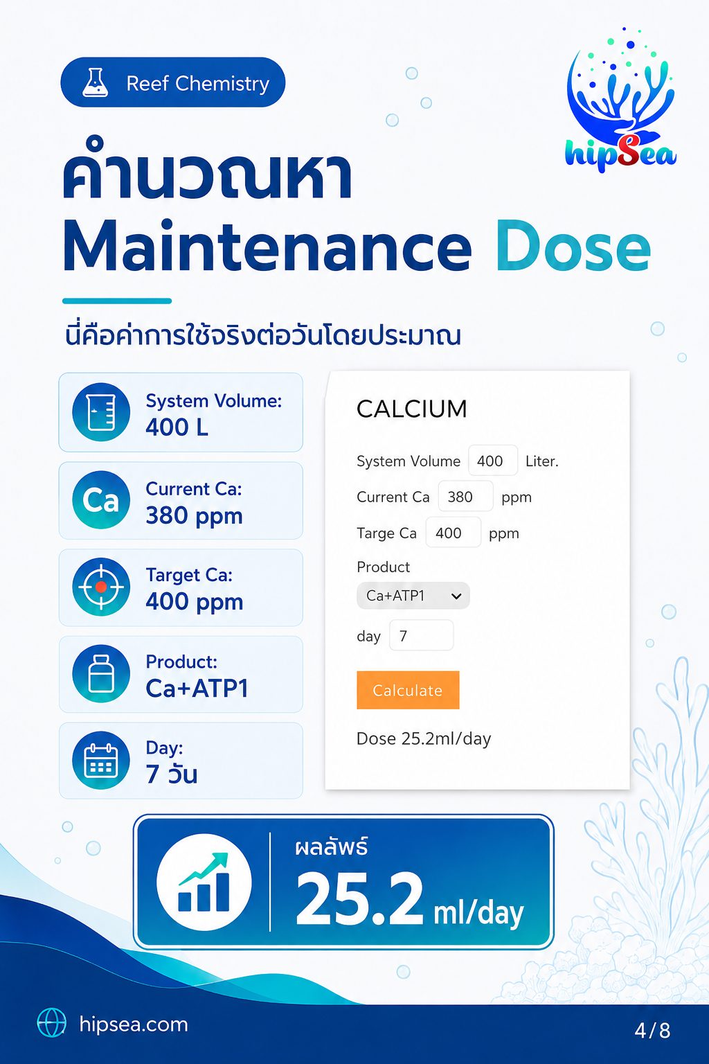hipSea Calculator - เติมสาร, วัดค่าน้ำ, คำนวน